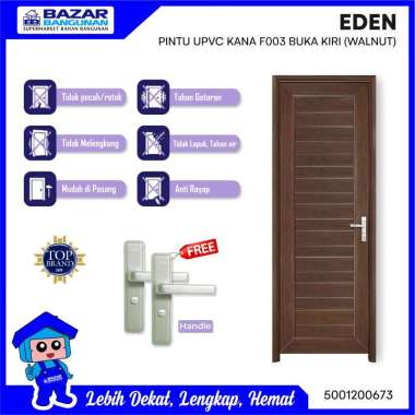 Eden - Pintu Kamar Mandi Wc Upvc Kana F003 F 003 Buka Kiri Walnut