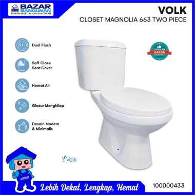 Volk - Closet / Kloset / Toilet Duduk Magnolia 663 Two Piece White Complete Set