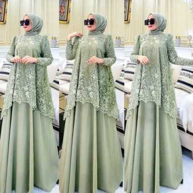Kiukiu Almera Dress - Gamis Kondangan Brukat - Dress Brukat Kekinian Terbaru - Gamis Bridesmaid Kond