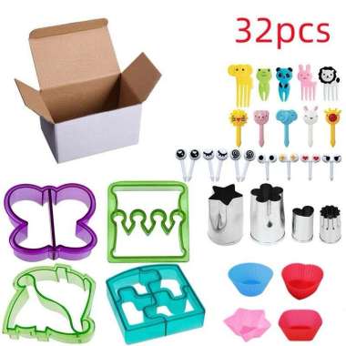 Joyeaze Cetakan Sandwich Set 32 pc | Cetakan Pemotong Sayuran | Sandwich Cutters Mould Food Toast Br