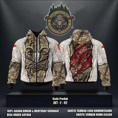 JAKET CAMO CUSTOM KERAH HOODIE JTF 81 / JAKET HUNTING / JAKET PERBAKIN / JAKET KAMUFLASE (SC2061) L