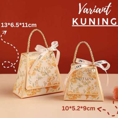 Box Gift Hampers Hidden Hantaran Seserahan Kotak Gable Box Segitiga Motif Bunga Dengan Mutiara Kunin