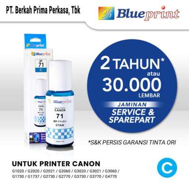 Tinta Blueprint Canon 71 Cyan Untuk Printer Canon G1010 G2010 G3010 G3020 G1730 G2730 G2770 G3730