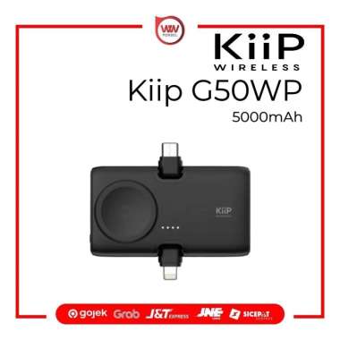 Kiip Wireless G50WP PowerBank Mini 3in1 Built In Cable Lightning Type C Iwatch Powerbank Fast Chargi