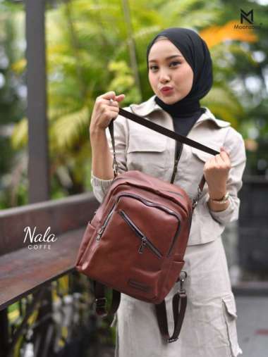 MOONZAYA - Ransel Nala By Moonzaya Ransel 3 in 1 Ransel Wanita Ransel Waterproof Ransel Sekolah Coff