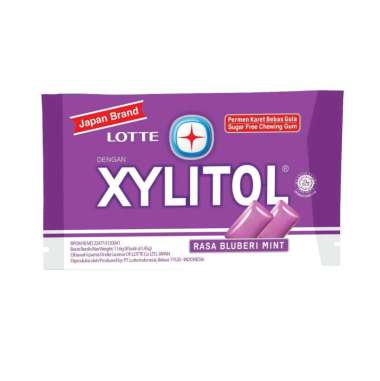 Xylitol Lotte Mini 11.6 g Sugar Free Chewing Gum - Permen Karet Blueberry Mint