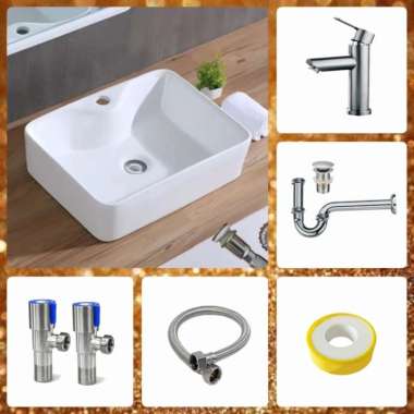 WASTAFEL KOTAK MEJA ICEPOL IC 2089/WASHTAFEL MINIMALIS MEJA ICEPOL 48x37cm Kargo PD Bulat Stainless