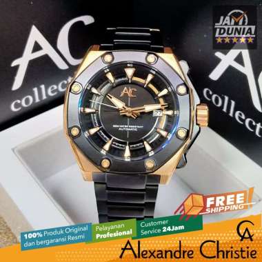 JAM TANGAN PRIA ALEXANDRE CHRISTIE AUTOMATIC ORIGINAL BLACK ROSE GOLD 9601 AC 9601 AC9601 ACF9601 CT