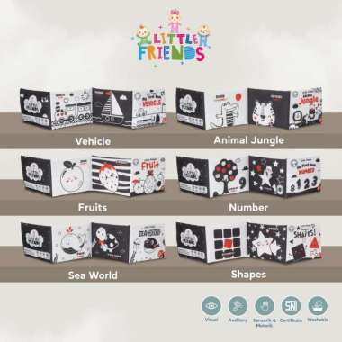 Little Friends Soft Book Monochrome Besar – Buku Kain Edukatif Anak-Lavie Baby House, Warna sea word