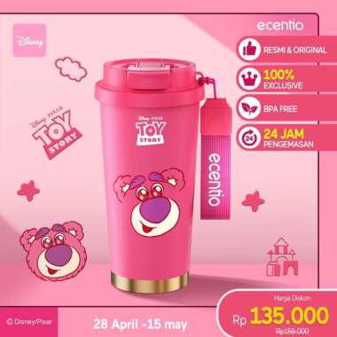 ecentio X Toy story tumbler minum Disney lotso & stitch premium 530ml tahan dingin 24 jam botol stai