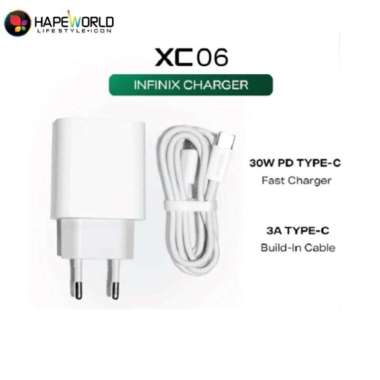 Infinix XC06 Charger Kit - 30W Fast Charging Adaptor with 3A Type-C to C Cable - GARANSI RESMI