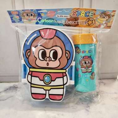 SET TEMPAT MAKAN SEKAT 3 DAN BOTOL MINUM 8002 KUROMI DINO UNICORN BABY MILO//SET LUNCH BOX Baby milo