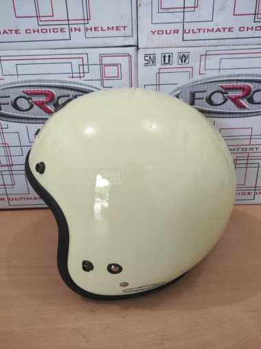 Helm Half Face Force Retro Fiber Premium Kaca Bogo Cream