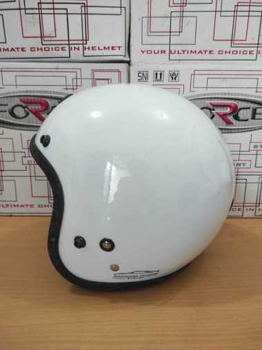 Helm Half Face Force Retro Fiber Premium Kaca Bogo White