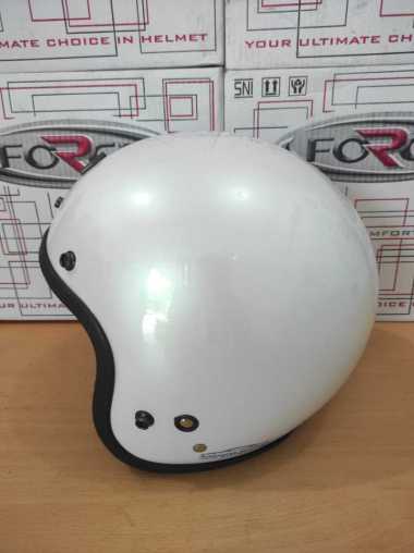 Helm Half Face Force Retro Fiber Premium Kaca Bogo White Pearl