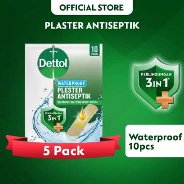 Dettol Plester Tahan Air Bekas Luka 10s - Plaster Antiseptic Waterproof x 5