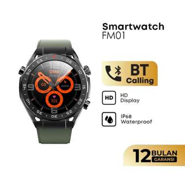 Jam Tangan Pria Olike Atlas FM01 Smartwatch Digital Dial Green Rubber Strap Multicolor