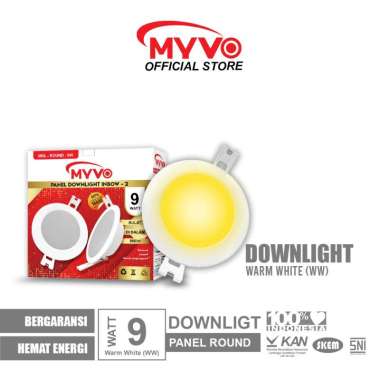 MYVO Lampu LED Downlight 9 Watt Panel Round Inbow Cahaya Kuning