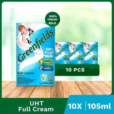 105ml Greenfields Susu UHT Fresh Milk 1 dus isi 40 pcs / per 10 pcs ( DS Bgr ) Kartonan Full Cream