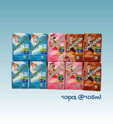 105ml Greenfields Susu UHT Fresh Milk 1 dus isi 40 pcs / per 10 pcs ( DS Bgr ) 10pcs Mix Rasa