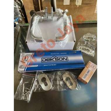 Kunci Pintu Dekson 84030 Komplit Lengkap 1 Set Gagang Handle Handel Pisah Lepasan Oval Aluminium Alm
