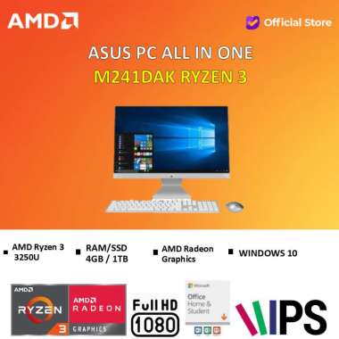 ASUS PC ALL IN ONE M241DAK AMD RYZEN 3 3250U 4GB 1TB HDD 23.8FHD W10 WINDOWS 11 HOME