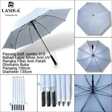 LASIKA Payung Jumbo Rangka Fiber Anti Patah Otomatis Buka Anti UV 015 - Biru BCA Putih