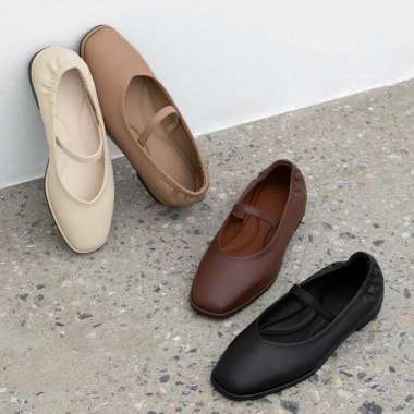 SAPPUN Meyra Mary Jane Flats (1cm) - Flat Shoes Wanita 36 BEIGE