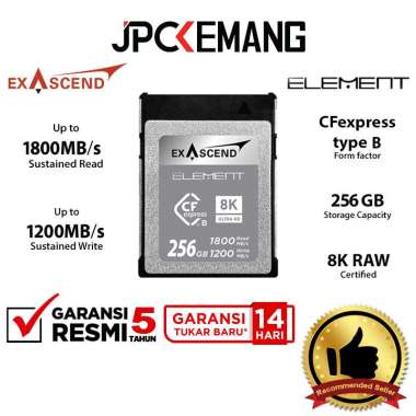 JPC KEMANG Exascend 256GB Element CFexpress Type B 1800MB/s CF Express 256 GB Memory Card EXPC3S256G