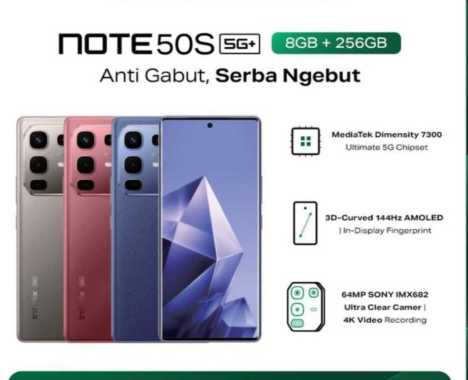 Infinix Note 50S 5G+ 8/256 GB - Garansi Resmi Red
