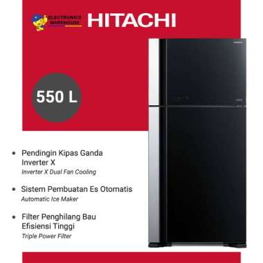 HITACHI Kulkas 2 Pintu Glass Door 510 Liter R-VG61PGD7 GBK