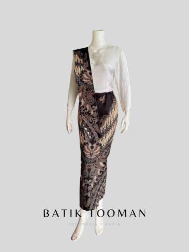 GURDONIA Black Choco Cream Rok Batik Span Instan Resleting Warna Coklat Krem Bahan Katun Halus Berse