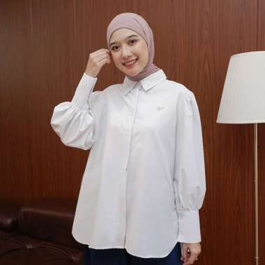 Ederra Lunara Top / Atasan Wanita / Kemeja Polos Wanita L/XL White