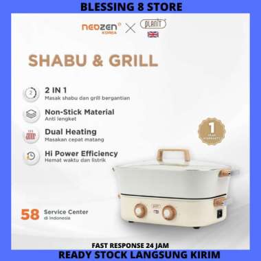 Neozen x Planit Shabu Grill Alat Masak Shabu Hot Pot Multifungsi 2 in 1 Low Watt Korean Bbq Grill Pa