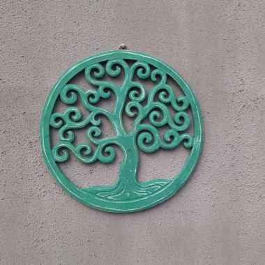 Hiasan Dinding Gantung Wall Decor Pohon Bentuk Bulat Unik Home Decor, Ukuran Diameter 40 Hijau