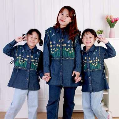 Dungdungkids Atasan Anak Jeans Couple Kaelyn Bordir 4 - 14 Tahun M Dark Blue