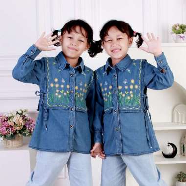 Dungdungkids Atasan Anak Jeans Couple Kaelyn Bordir 4 - 14 Tahun S Light Blue
