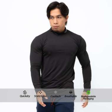 Flexzone Long Sleeves Baselayer High Neck FPS-014 Kaos Lengan Panjang Bahan Likra Premium Gym Lari S