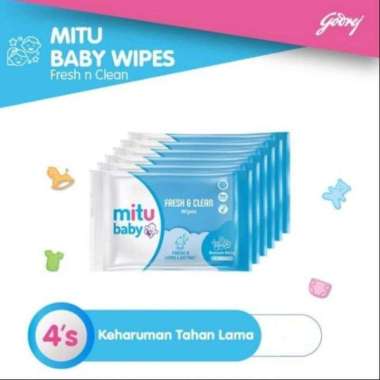 Tisu basah mitu baby wipes blossom berry (biru) isi 4 lbr tisu basah mini mitu keharuman tahan lama