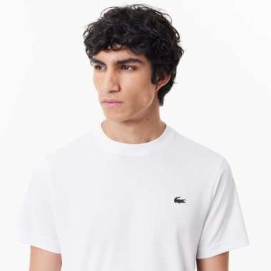 Kaos Pria Lacoste Slim Fit Breathable Piqué Sport T-shirt - White (LACTH3401001000004) Original L