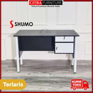 SHUMO Meja Tulis Kantor Kaki Besi Bulat n Houston Series | Meja Kerja Belajar Komputer DIRAKIT