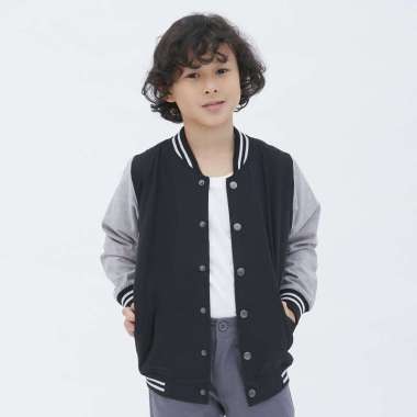 M231 Jaket Anak Laki Laki Bomber Oxford Panjang Hitam 1808E B10