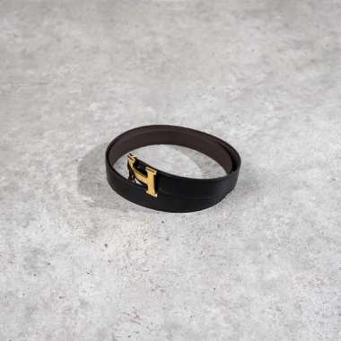 Ikat Pinggang HERMES GHW 32MM DARK BROWN BLACK REVERSIBLE BELT 100% ORIGINAL 95