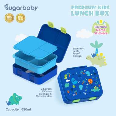 Sugarbaby Premium Kids Lunch Box/Kotak Bekal/Kotak Makan Anak BPA Free Blue Dino-650ML