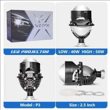 Lensa Lampu LED Projector Projie BiLED 2.5 Inch Mobil Motor Vinyx P3 Car FLAT Vinyx P3