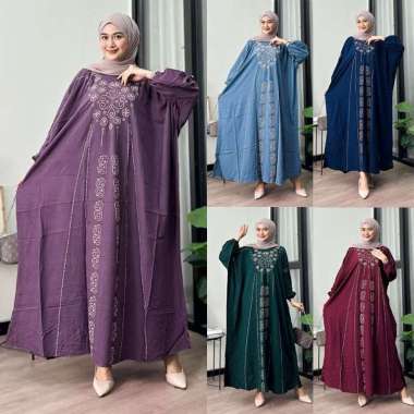 Afareen - Kaftan Rayon Wanita Jumbo Daster Long Dress Muslim Wanita Modern ARMY