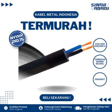 Kabel Metal NYYHY / NYMHY Hitam Meteran 2 x 0.75MM