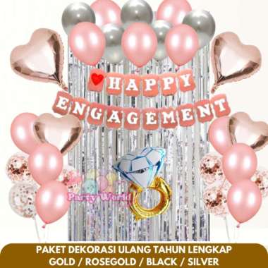 Paket Dekorasi Balon Engagement / Tunangan Lamaran Silver