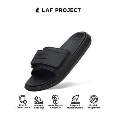 Sandal Slide Pria Wanita Selop Empuk Elastis Anti Slip Kekinian Krava Hitam LAF Project 41 Hitam