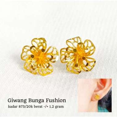 Giwang Emas Bunga Kendari Koleksi Josean Elegant Hadiah Ultah Emas Asli gambar 2/1gr/875